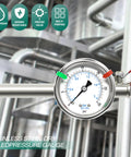 Stainless Steel Dry Pressure Gauge 0-30 Psi With 2 Inch Dial Back Mount One Eighth Inch NPT Dual Scale in industrial setting