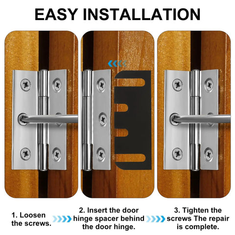 4 Inch PVC Door Hinge Shims Set For Sagging Doors And Gap Adjustment, 20 Pack Hinge Spacers installation process