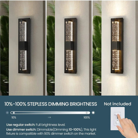 LED Wall Sconce Light 19 Inch Black Modern Dope Crystal Glass Wall Lamps Dimmable 3000K Warm White in use indoors