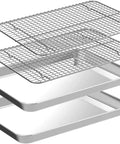 Quarter Sheet Pan With Cooling Rack Set Two Baking Sheets And Two Wire Racks Stainless Steel Rust Resistant Nonstick Finish