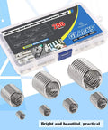 200 Pcs Stainless Steel Wire Thread Inserts Kit M3 M4 M5 M6 M8 M10 M12 Helical Coil Sleeves For Automotive And Machinery Repairs Built From 304 Stainless