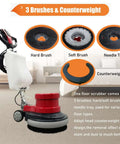 Commercial Floor Cleaning Machine 17 Inch Floor Cleaner And Polisher Industrial Scrubber Buffer With Three Changeable Brushes
