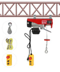Heavy Duty 1200W Electric Hoist Winch 110V Pure Copper Motor with dual mode control, remote and lifting hooks for garage use.