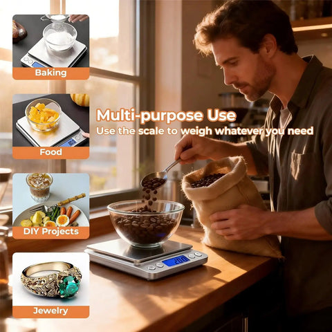 High Precision Kitchen Scale With 105 Oz Capacity And 0.01 Oz Accuracy For Cooking Baking And Meal Prep Tare Function Dual Trays