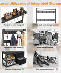 Five In One Entryway Hall Tree With Bench And Coat Rack Freestanding Black Space Saving Shoe Organizer storage solutions