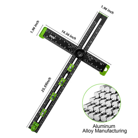 6 In 1 Adjustable T Square With 24 Inch Drilling Positioning Ruler Cabinet Hardware Jig And Marking Gauge Tools For DIY Woodworking
