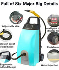 Kickass 2500W Steam Cleaner With Ozone Sanitizing And 3.5L Tank showing adjustable features and ergonomic design details.