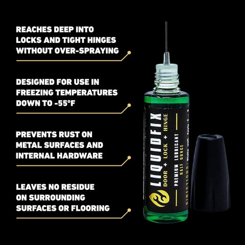 Door Lock And Hinge Lubricant 4 Oz Dropper With 0.5 Inch Needle Tip Combo Pack For Quiet Hinges No More Squeaks Sliding Doors