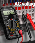 Versatile Digital Multimeter For AC And DC Voltage, Current, Resistance, Continuity, And Diode Testing next to circuit board