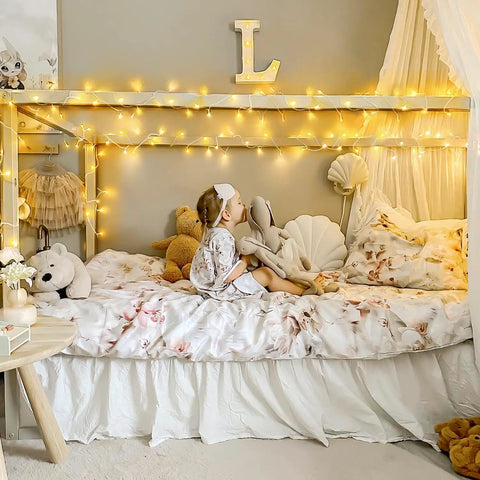 Bright 100 LED String Lights Indoor Outdoor 33 Ft With 8 Modes Warm White Plug In Connectable Fairy Twinkle Lights bed decor