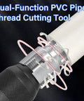 Dual Function Pipe Threading Tool Set For PVC PPR Pipes Internal And External Thread Cutter attached to pipe