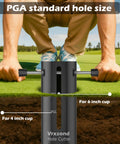 Pro Grade Portable Golf Hole Cutter Kit With 4 Inch And 6 Inch USGA Standard Holes being used on a lawn by a person