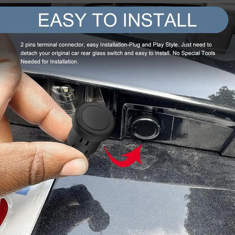 Rear Liftgate Glass Release Switch For SUV Hatch Window Control Button Replacement Compatible With 2007 2014 Tahoe Suburban Yukon GMC Durable ABS And PC Construction Easy Install Replaces OEM 15798062 22863048, shown being installed on a vehicle.