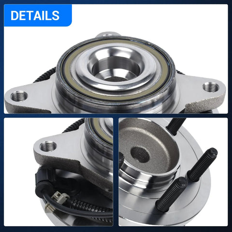 Close-up of Front Wheel Bearing And Hub Assembly Set Of 2 For 2009 2010 Ford F150 RWD With ABS Six Lug Left Driver Side And Right Passenger Side