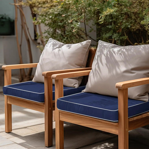 2 Pack Outdoor Patio Chair Cushions 20x20x4 Navy Waterproof With Non Skid Ties High Density Foam Cushion And Cover Included
