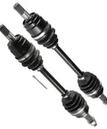 Front Left And Right CV Joint Axle Kit For Honda Foreman 500 4x4 2005-2013 And Rincon 680 4x4 2006-2023 Dual Axle Beefy Replacement Fit For Trx Foreman Rubicon Es Eps Models pair of black ATV CV axles with boots