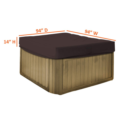 Customizable 18 Oz Waterproof Hot Tub Cover With Elastic Hem For Snug Fit, Weather Resistant Outdoor Square Spa Cover In Coffee