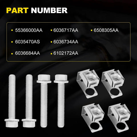 High Octane Exhaust Manifold Flange Bolts And Nuts 03442 Hardware Kit Four Piece features bolts and nuts listed by part numbers.
