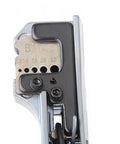 Detail of Heavy Duty Wire Crimper And Stripper Plier for Slick Multistrand Cable Cutting with tension dial and gauge markings.