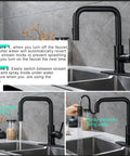 Matte Black Kitchen Faucet With Pull Out Sprayer, Single Handle Stainless Steel Sink Fixture with swivel spout and spray modes