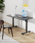 Electric Height Adjustable Standing Desk 48 By 24 Inches With Ergonomic Sit Stand Design, black top in home office