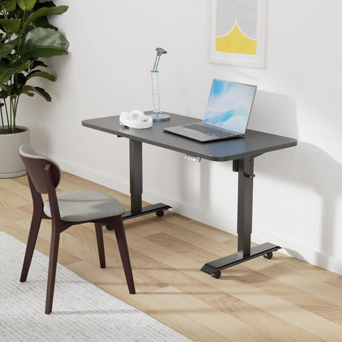 Electric Height Adjustable Standing Desk 48 By 24 Inches With Ergonomic Sit Stand Design, black top in home office