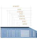 Cabinet Handle Template Tool For Drawer Knobs And Pulls, Adjustable Drill Mounting Guide With Center Marks For 2.5 3 3.5 3.75 4 4.5 5 And 6.25 Inch Handles, showing hole centers.