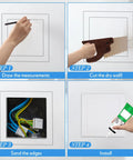 Step-by-step installation guide showing 2 Pack 8 By 8 Inch White PVC Plumbing Access Panel For Drywall.