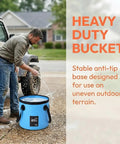 Man using Collapsible Car Bucket With Handle Foldable 3.2 Gallon Water Storage Container beside SUV