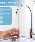 Brushed Gold Drinking Water Faucet For Kitchen Sink Solid Brass Construction Reverse Osmosis Compatible, water pouring into glass