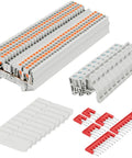 DIN Rail Terminal Block Kit For Quick No-Fuss Wiring With Twin Spring Push-In Connectors And Screwless PT Setup includes components