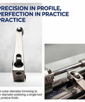 No Sweat Dual End Roller And Ball Burnishing Tool For Mini Lathes Featuring Precision Hardened Bearing Steel Heads in use on a lathe.