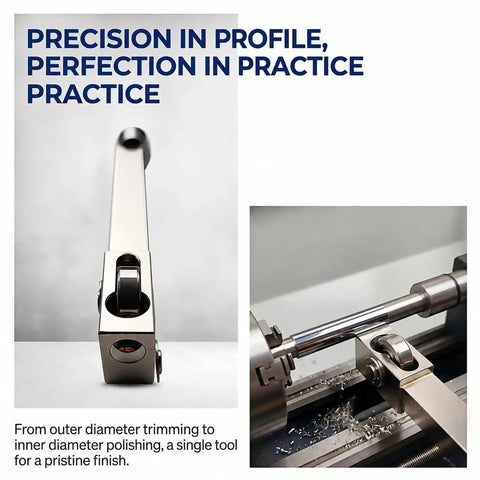 No Sweat Dual End Roller And Ball Burnishing Tool For Mini Lathes Featuring Precision Hardened Bearing Steel Heads in use on a lathe.