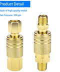 Close-up view of the Eight Piece One Quarter Inch NPT Quick Connect Air Hose Fittings Kit With Universal Couplers and Industrial Plugs