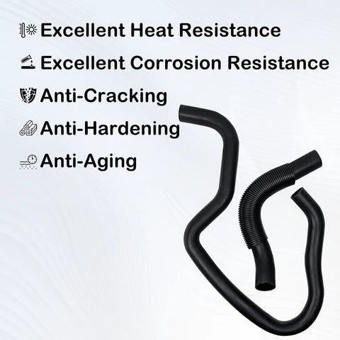 Three black rubber engine upper and lower radiator hoses for GM SUVs (Escalade, Suburban, Tahoe, Silverado, Yukon)