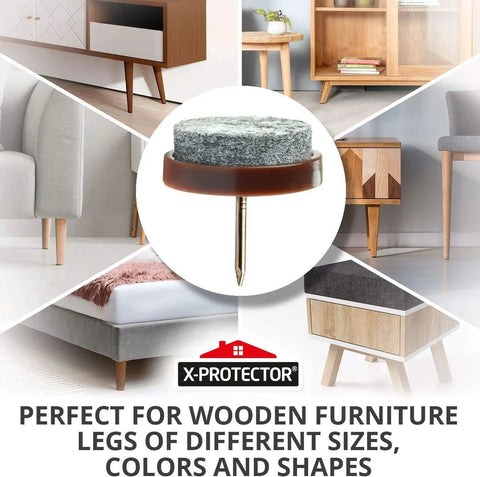 Nail On Felt Pads Set 40 Pieces 0.8 Inch Furniture Pads For Hardwood Floors Chair Sliders For wood floors protection.