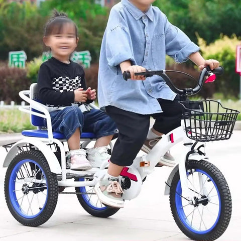 Child riding Folding Tricycle With Rear Passenger Seat And Pedals Three Wheel Cruiser Bike for Hanging Out