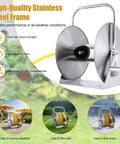 Heavy Duty Wall Mounted Hose Reel With Dual Wheel Smooth Winding And Ergonomic Crank, stainless steel frame, outdoor use