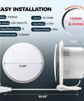 Side view of Bathroom Exhaust Fan With Light And RGB Lights All In One Remote Control 2 Way Air Circulation 6 Speed Settings