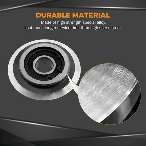 Badass Replacement Blade For Copper Wire Stripping Machine Featuring Built In Bearing Hella Tough High Carbon Steel close-up view of bearing and blade