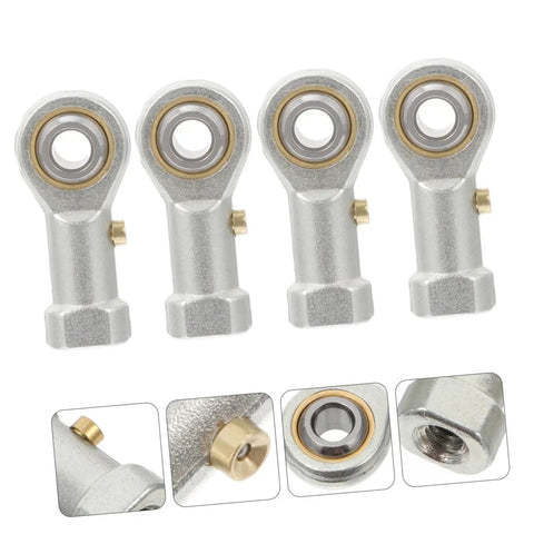 Four Pack PHS6 Rod End Ball Bearings With Female Thread Spherical Plain Bearing Fish Eye Joint Built Beefy For Shop Grade Heavy Duty Industrial Power Transmission And Tight Linkage displayed in close-up view.