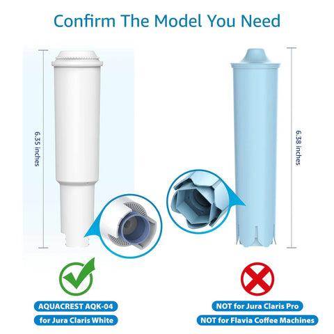 Coffee Water Filter Replacement For Jura Machines Clearyl White Filter Cartridge, TUV SUD Certified, 6 Pack; comparison with other models