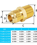Brass Flare Tube Fittings Set Three Eighths Inch Male Flare To One Quarter Inch NPT Male Half Union Gas Adapters Six Pack Versatile Durable Brass Connectors For Quick Leak Free Gas And Plumbing Lines In Auto HVAC And DIY Workshop Projects, brass fitting size chart