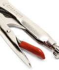 Close-up of a curved jaw locking pliers with wire cutter set for home DIY and pros, heavy duty locking pliers pack in 5 inch, 7 inch and 10 inch, versatile hand tool with a rock solid grip for nuts bolts cables and wires.