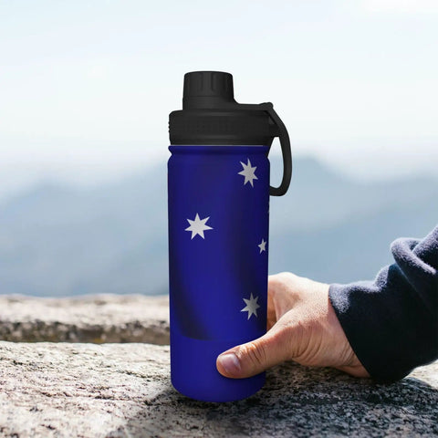 Flag Print Insulated Water Bottle For Outdoor Adventures And Gym, Double Wall Stainless Steel Keeps Hot Coffee Or Ice Cold For Hours