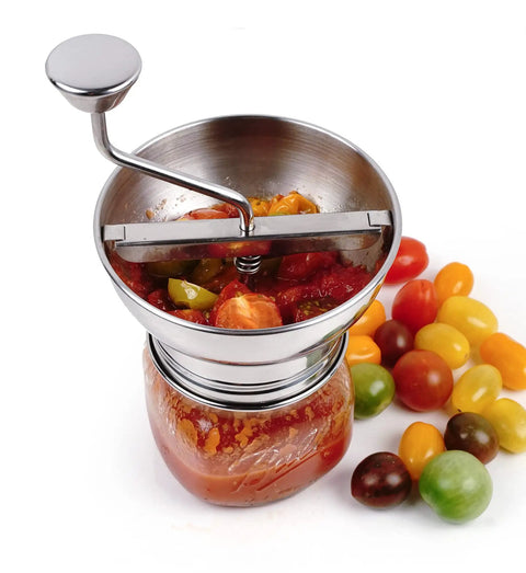 Mini Stainless Steel Food Mill With Transferless Design For Baby Food Sauces And Purees Fits On Wide Mouth Jars 5.5 Inch Diameter