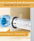 Dryer Vent Connector Kit DV180 With Airtight Quick Connect System showing aluminum duct hose and magnetic connection