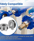 Hydraulic Cylinder Stroke Control Kit With Thumb Tabs, Fits Shaft Sizes 1-1/8 to 1-1/2 Inches, with blue cylinders and fixtures shown