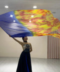 Grab These Awesome Worship Flags For Dance With Soft Chiffon Fabric And Flexible Rods showcasing fluid motion in a dance studio.