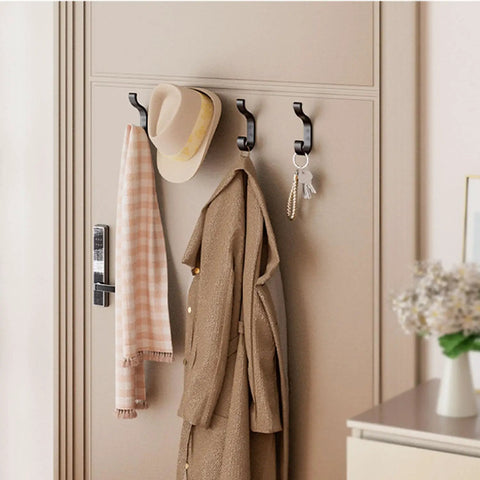 Heavy Duty Wall Mount Coat Hooks Set Of 4, Each Holds Up To 30 Lbs, Wide, Rugged Hanger Hooks with coats and keys in hallway
